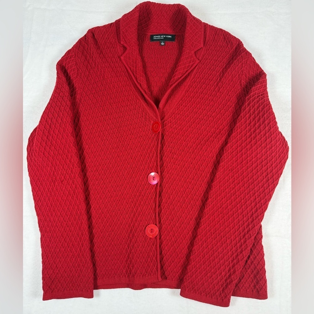 Jones New York Collection Red Button-up Cardigan Size Large